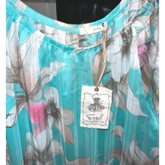 Easel pretty blue floral print long sleeve blouse - Picture 5 of 6